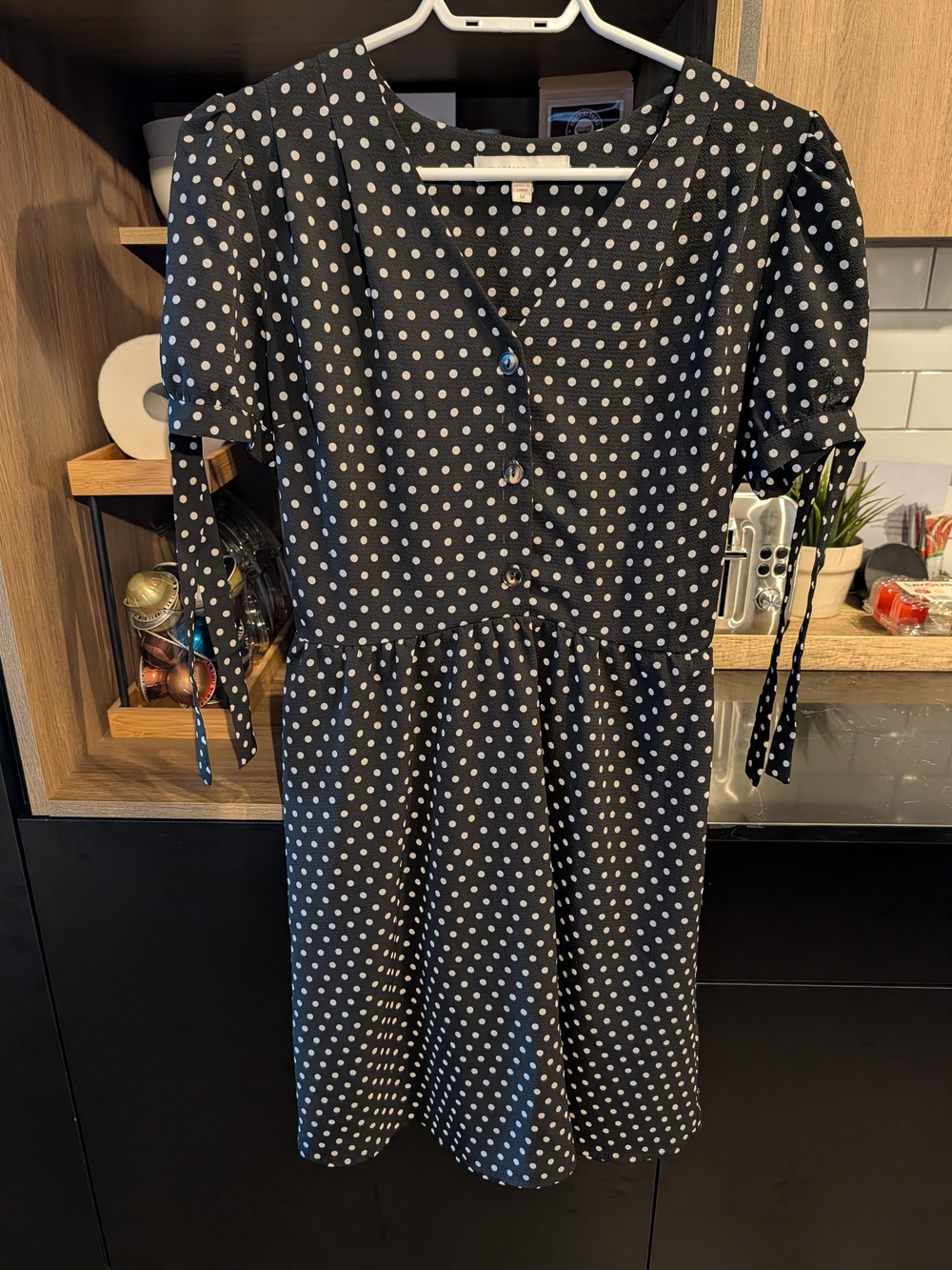 Monteau Black Polka Dot Midi Dress